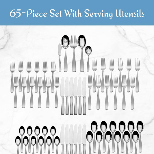 Full 65-piece Sorevia flatware set including serving utensils