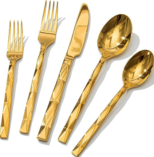 Gold Diamond Cut Silverware