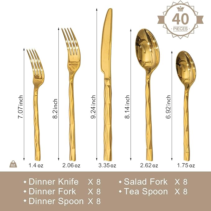 Gold Diamond Cut Silverware