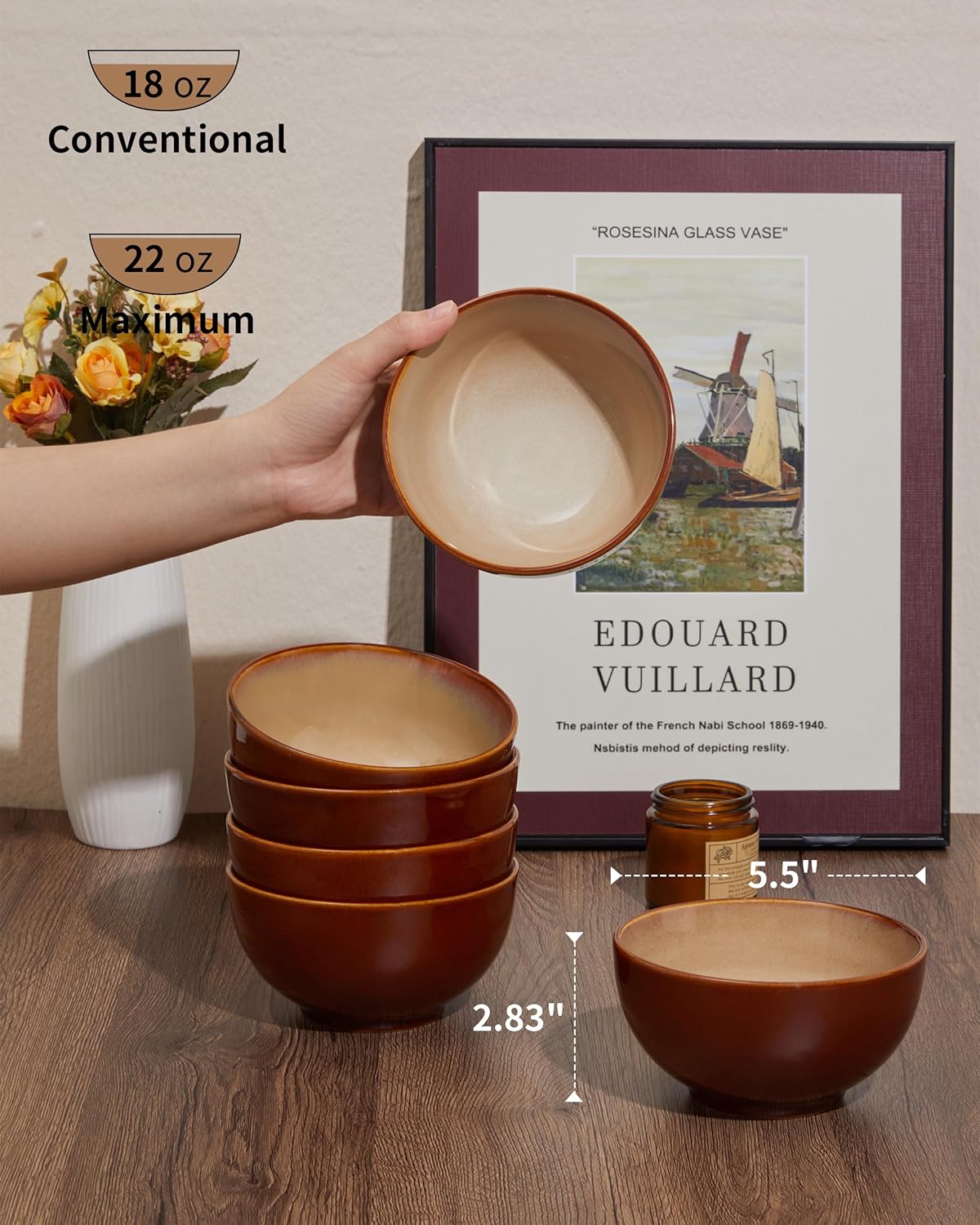 Stacked Sorevia bowls demonstrating space-saving design